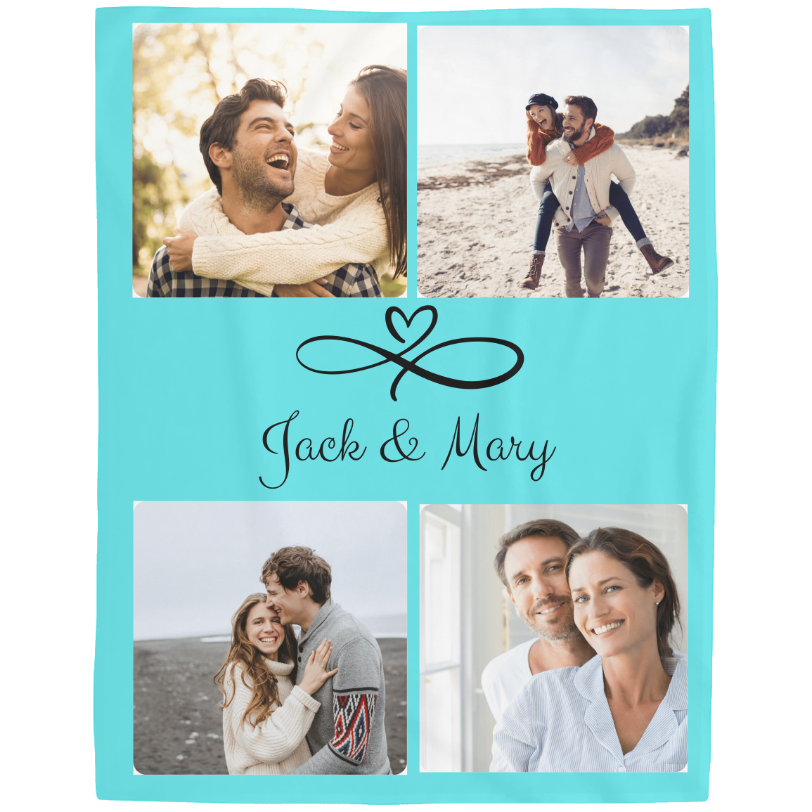 Personalized Couple Photo Fleece Blanket