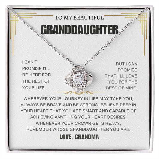 To My Beautiful Granddaughter | Love Knot Necklace | I'll Love You For The Rest Of Mine