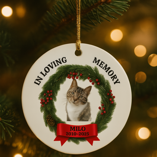 Custom Pet Memorial Ornament – Personalized Pet Loss Keepsake